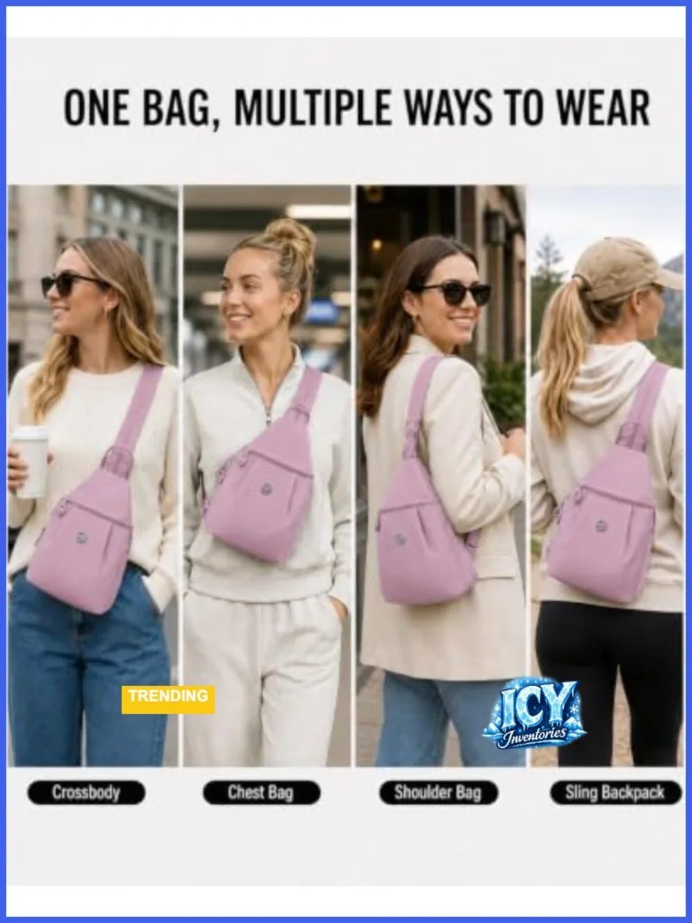 Water-Resistant Sling Backpack Crossbody Chest Bag for Women Travel Work
